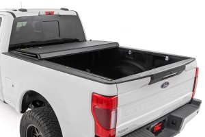 Ford F-250 Super Duty Hard Tri-Fold Flip Up Bed Cover - Rough Country - '17-'24 Ford F-250 Super Duty Hard Tri-Fold Flip Up Bed Cover - Rough Country - '17-'24